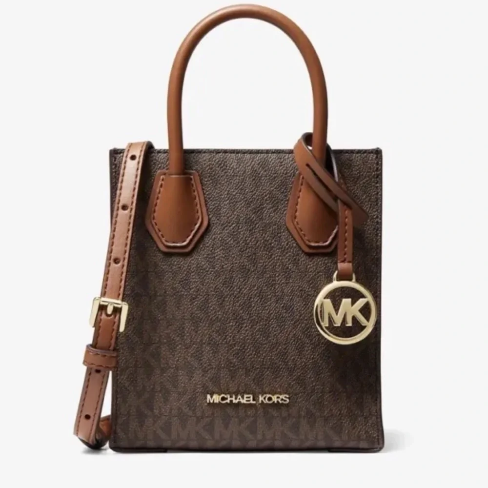 Michael Kors Mercer XS NS Shopper Crossbody Brown MK Signature